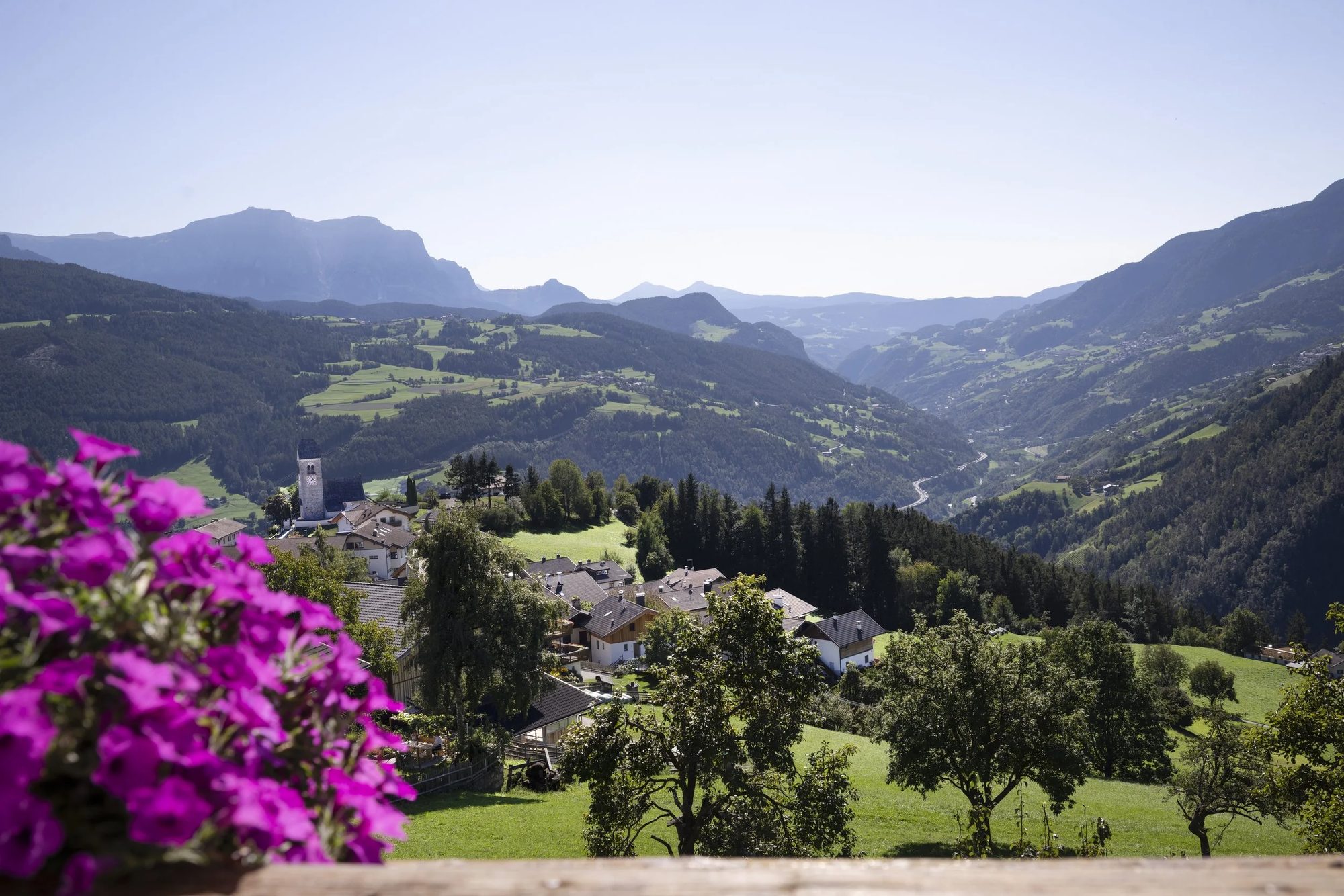 The village of Verdignes nestled in the green valley below